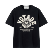Satur Bon Voyage College Graphic T-shirts Jet Black