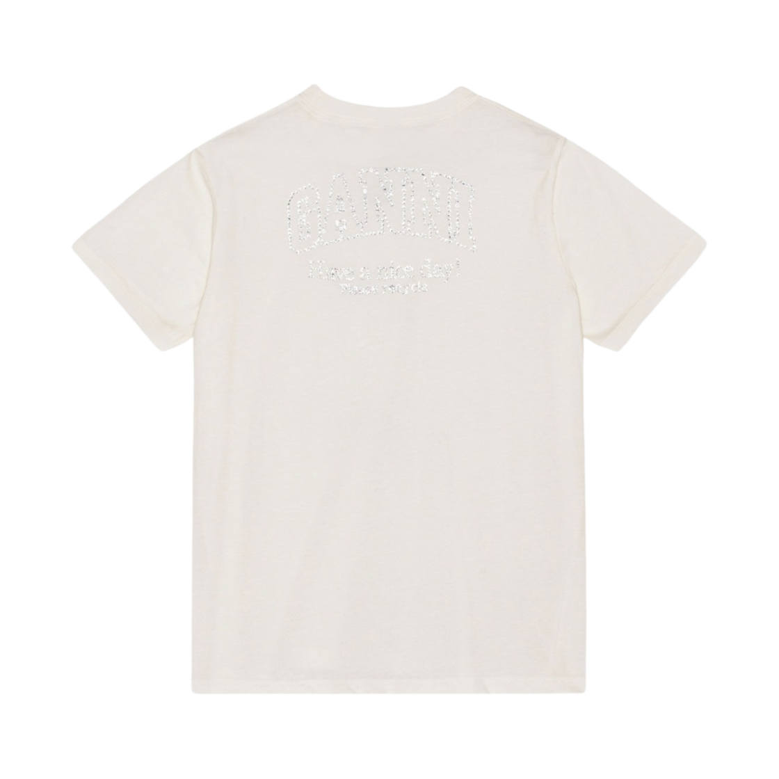 (W) 가니 베이직 저지 라인스톤 릴렉스드 티셔츠 에그렛((W) Ganni Basic Jersey Rhinestone Relaxed T-Shirt Egret) - 2