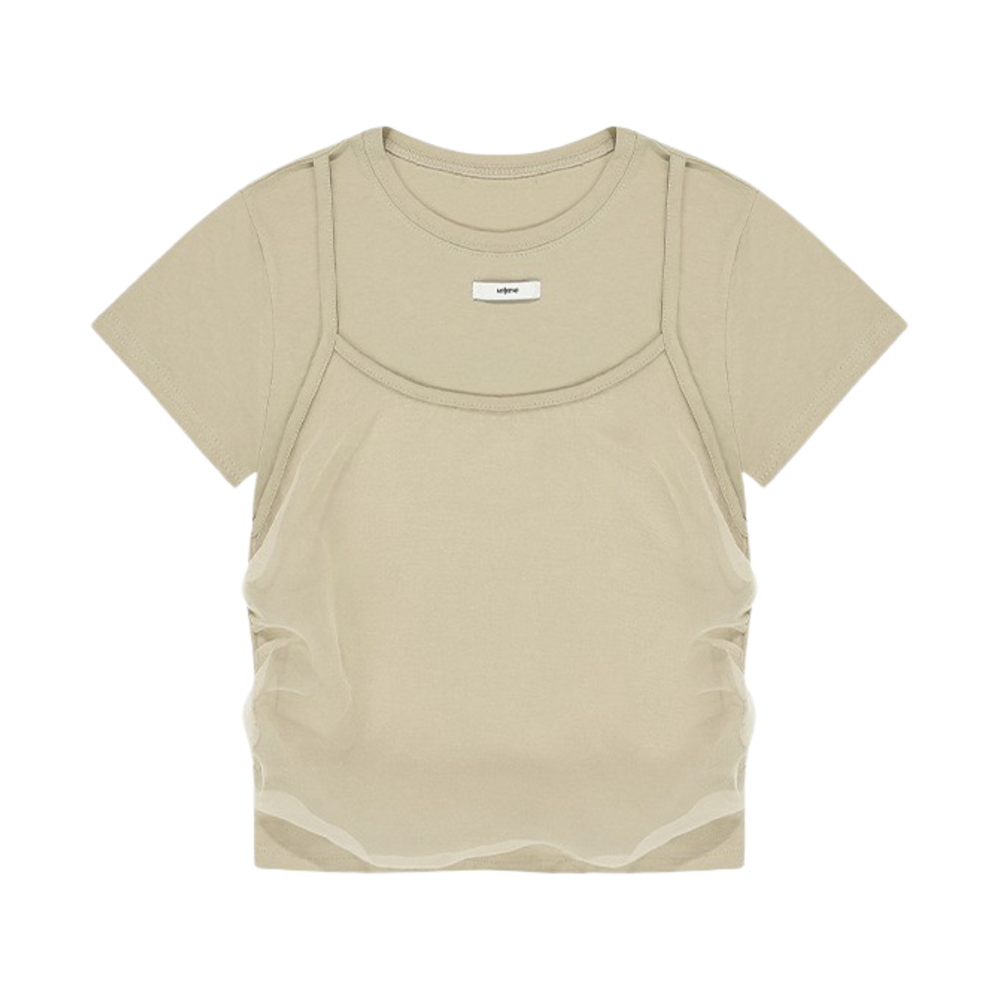 lr_030 Leterie Bustier Layered T-shirt Beige