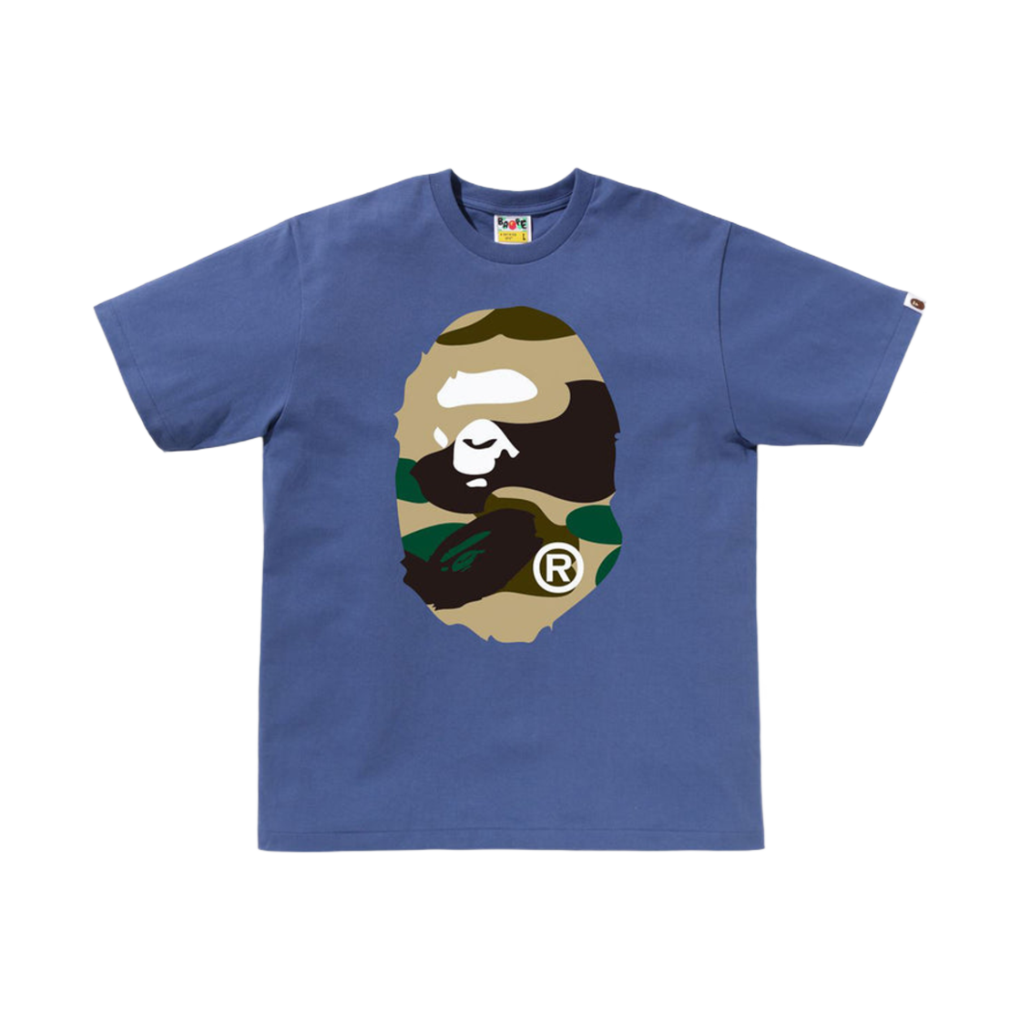 - BAPE Giant 1st Camo Big Ape Head T-Shirt Navy Yellow