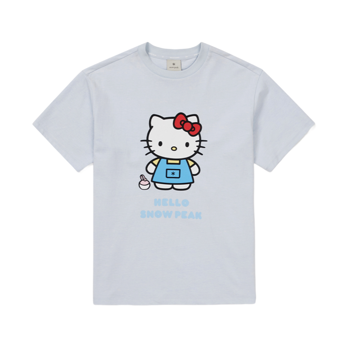 (W) 스노우피크 x 헬로 키티 키치 숏슬리브 티셔츠 라이트 블루((W) Snow Peak x Hello Kitty kitsch Short Sleeve T-Shirt Light Blue)