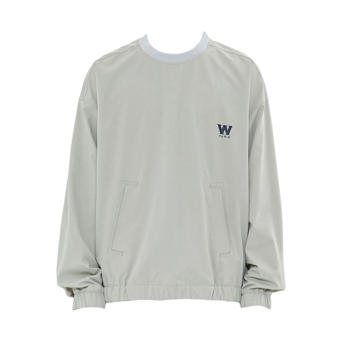 우영미 나일론 스트링 롱슬리브 백로고 티셔츠 그레이 - 23SS