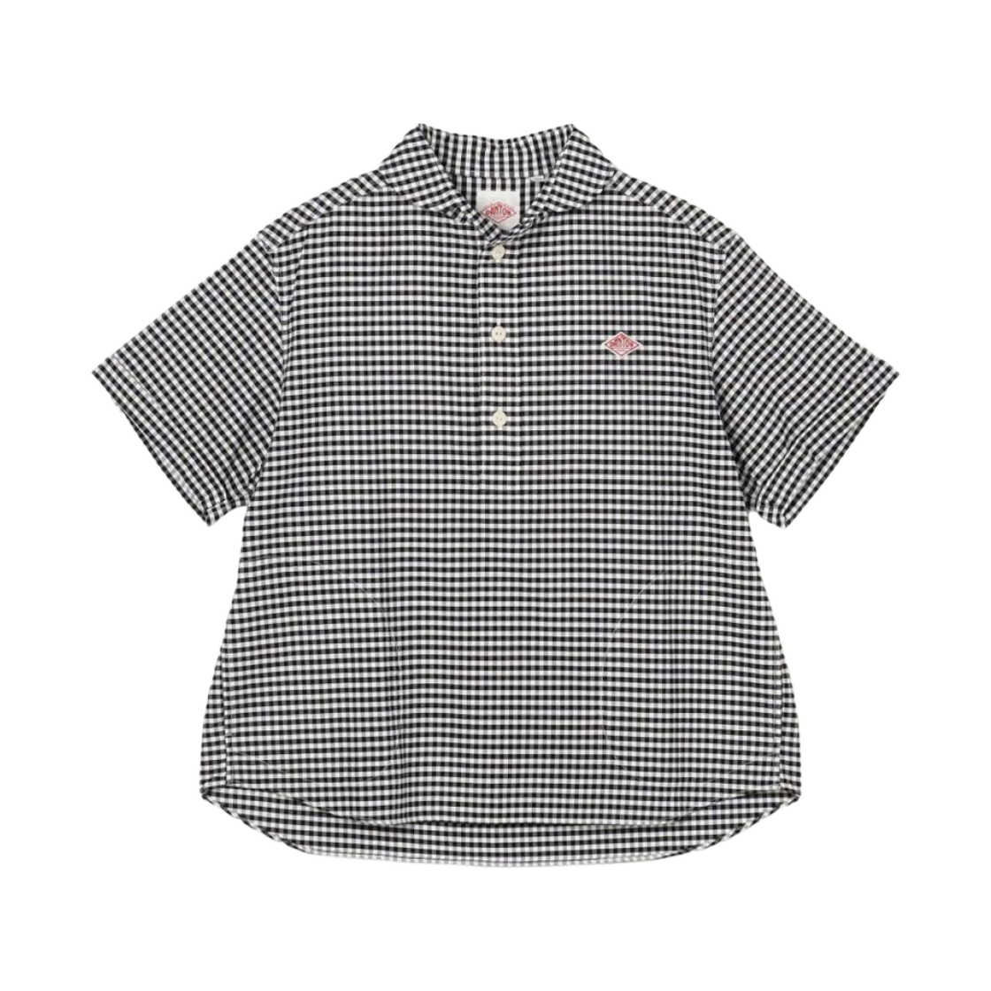 (W) 단톤 옥스포드 라운드 칼라 풀오버 숏슬리브 셔츠 블랙 깅엄((W) Danton Oxford Round Collar Pullover Short Sleeve Shirt Black Gingham)