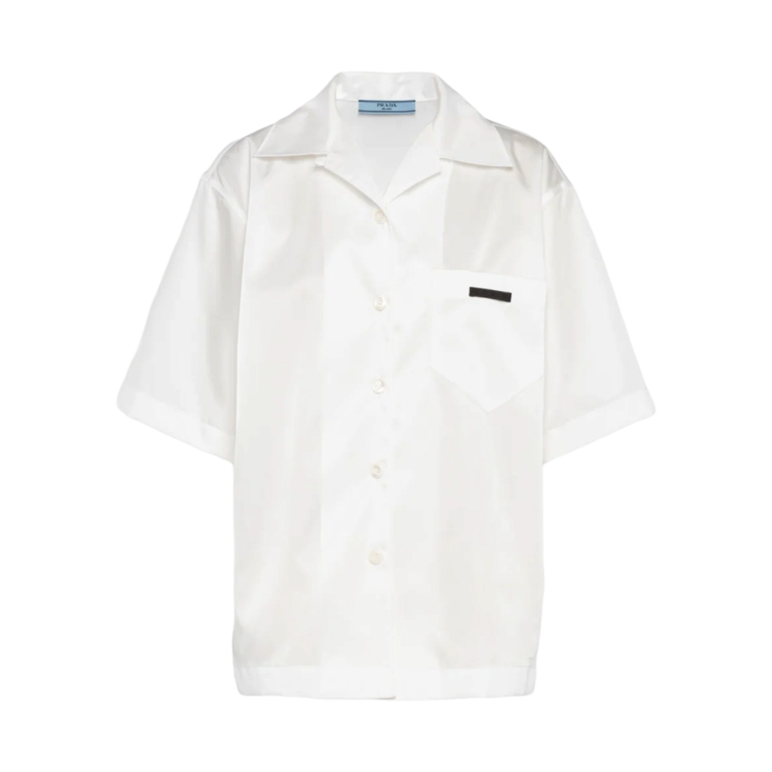 (W) 프라다 리나일론 개버딘 숏슬리브 셔츠 화이트((W) Prada Re-Nylon Gabardine Short Sleeve Shirt White) - 1