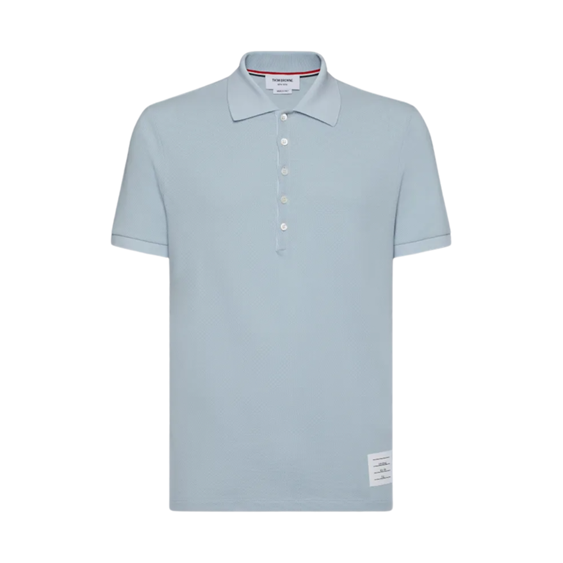 MJP110P-00050-480 Thom Browne Classic Pique 4-Bar Short Sleeve Polo Light Blue