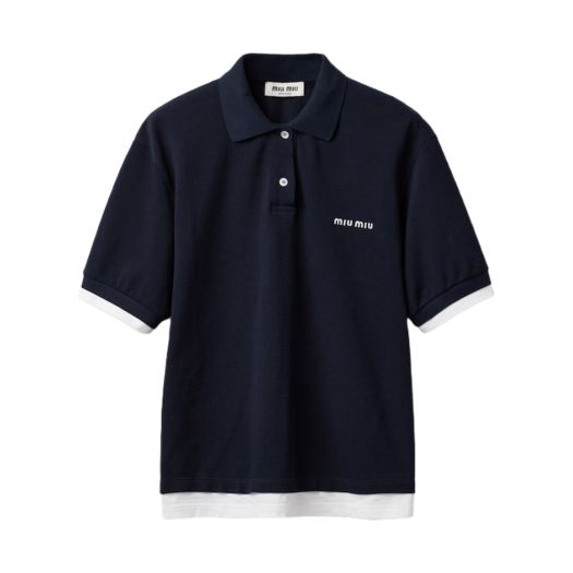 W) 미우 미우 코튼 피케 폴로 셔츠 블루 | Miu Miu | KREAM