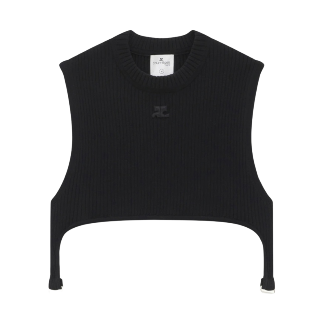 꾸레쥬 립 니트 서스펜더 크롭 탑 블랙(Courreges Rib Knit Suspenders Crop Top Black) - 1
