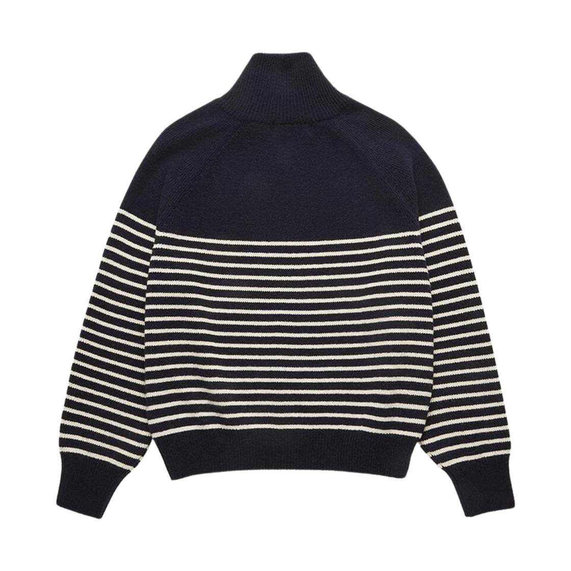 던스트 스트라이프드 하프 집업 스웨터 프렌치 네이비 크림(Dunst Striped Half Zip-Up Sweater French Navy Cream) - 2