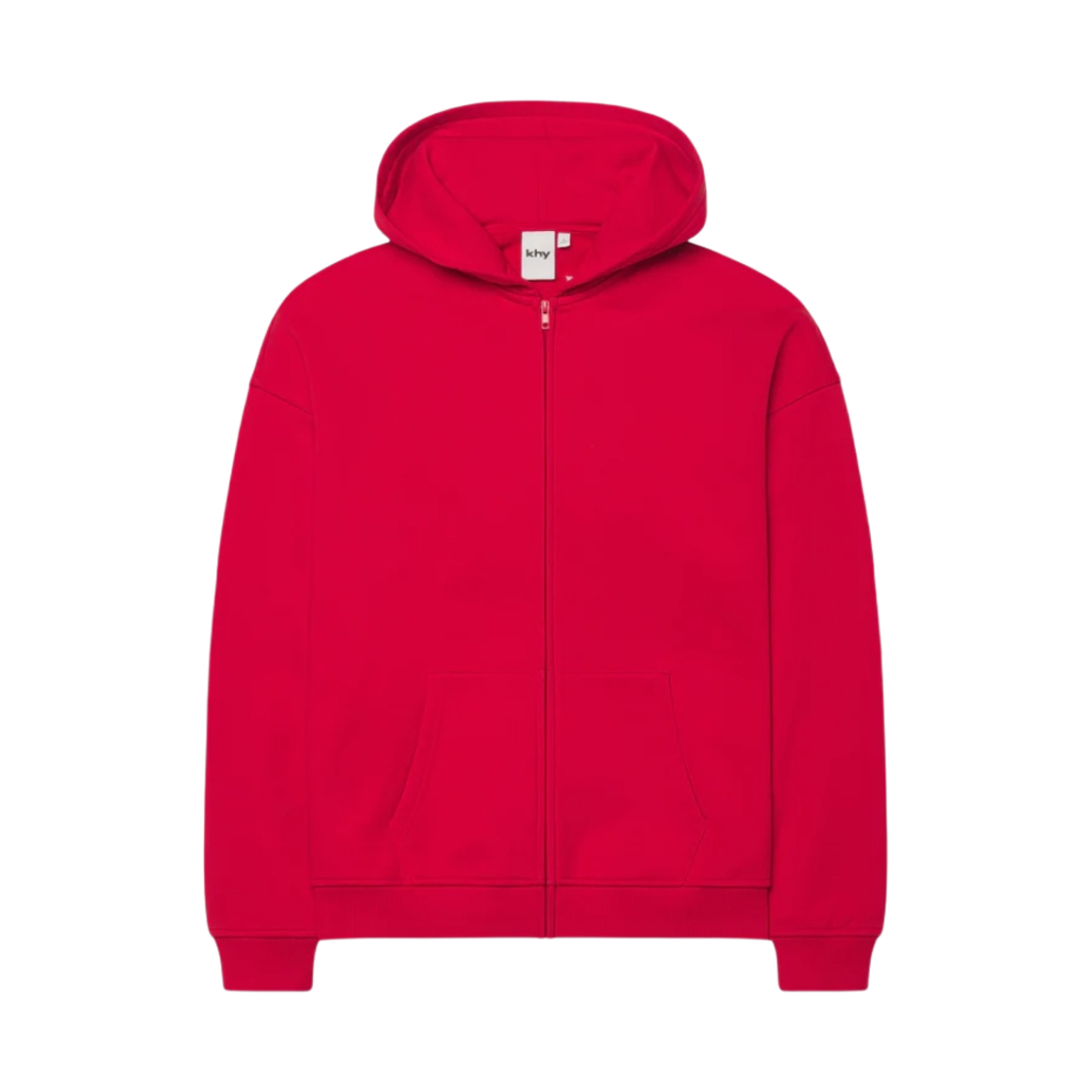 (W) 카이 플리스 오버사이즈 후드 집업 레드((W) Khy Fleece Oversized Zip Hoodie Red) - 1