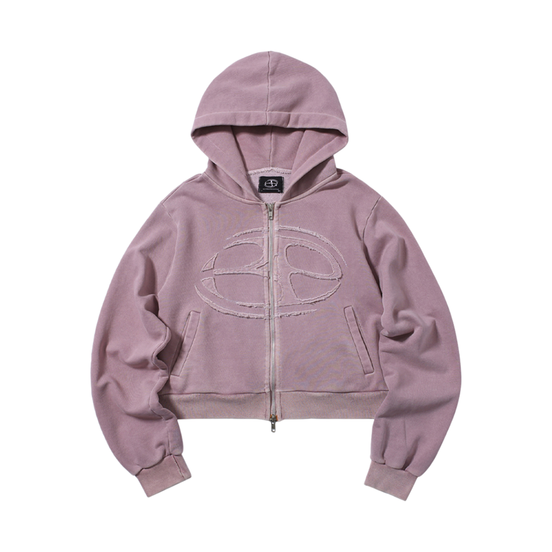 비피투디스오더 어드밴스트 피그먼트 심볼 로고 크롭 후드집업 딥 핑크