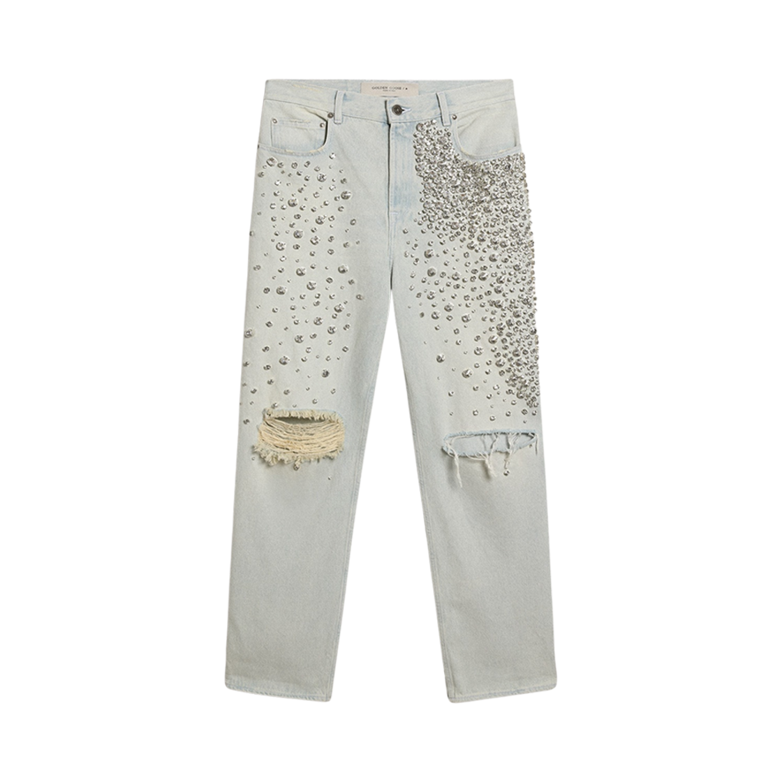GWP00844-P000626-50100 (W) Golden Goose Jeans with Cabochon Crystal Bleached Blue