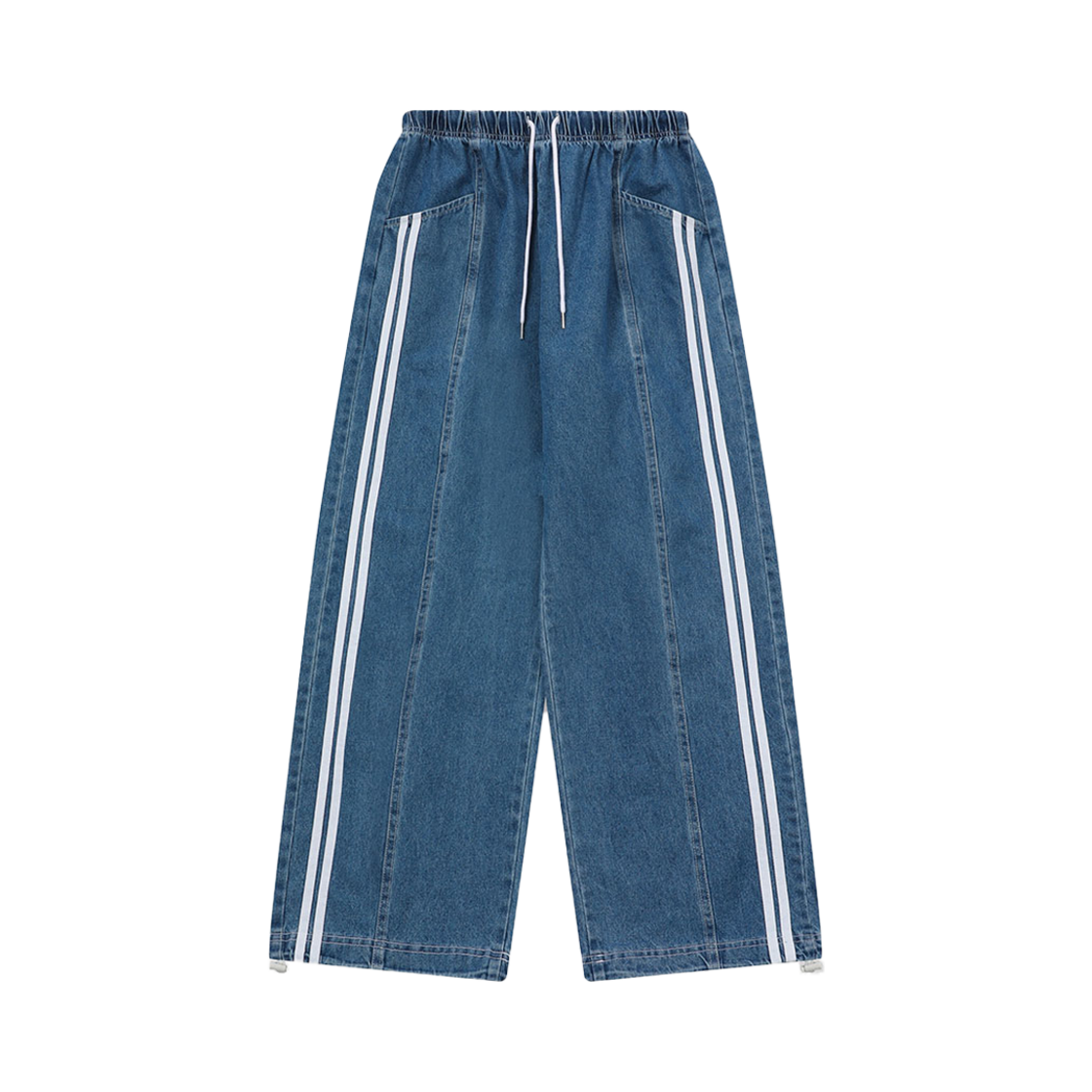 SR25SPPT01BL SLOW RECORD HOUSE Side track denim pants blue