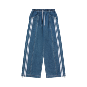 SLOW RECORD HOUSE Side track denim pants blue