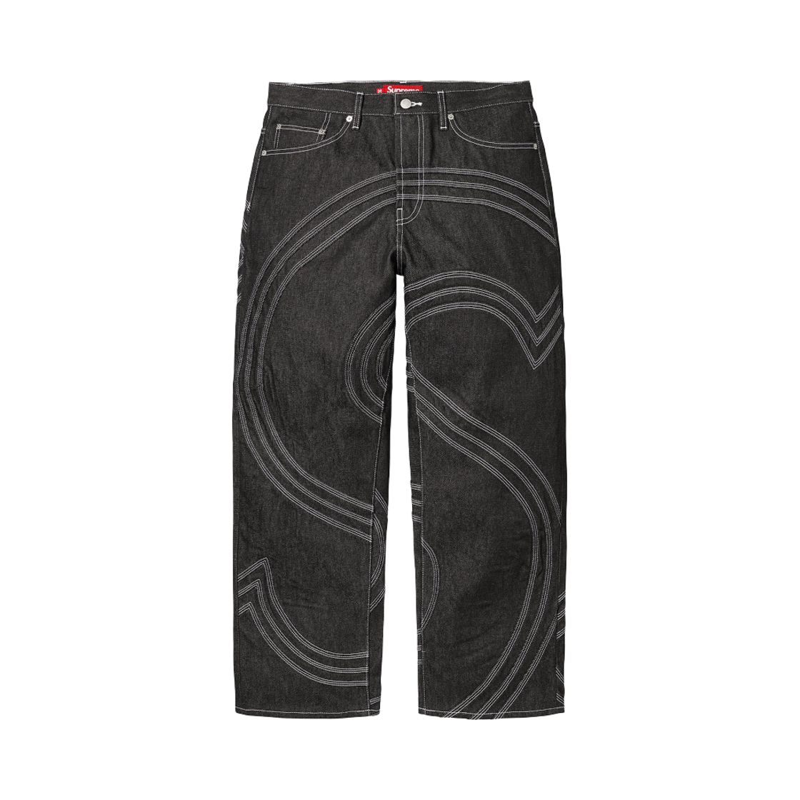 - Supreme S Logo Rigid Baggy Jean Rigid Black - 25SS