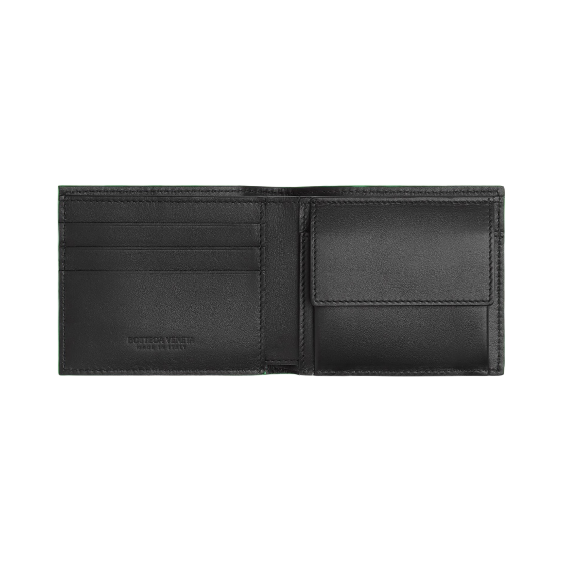 보테가 베네타 코인 반지갑 블랙 패러킷(Bottega Veneta Bi-Fold Wallet with Coin Purse Black Parakeet) - 2