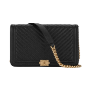Chanel Boy Chanel Wallet On Chain Grained Calfskin & Gold Black
