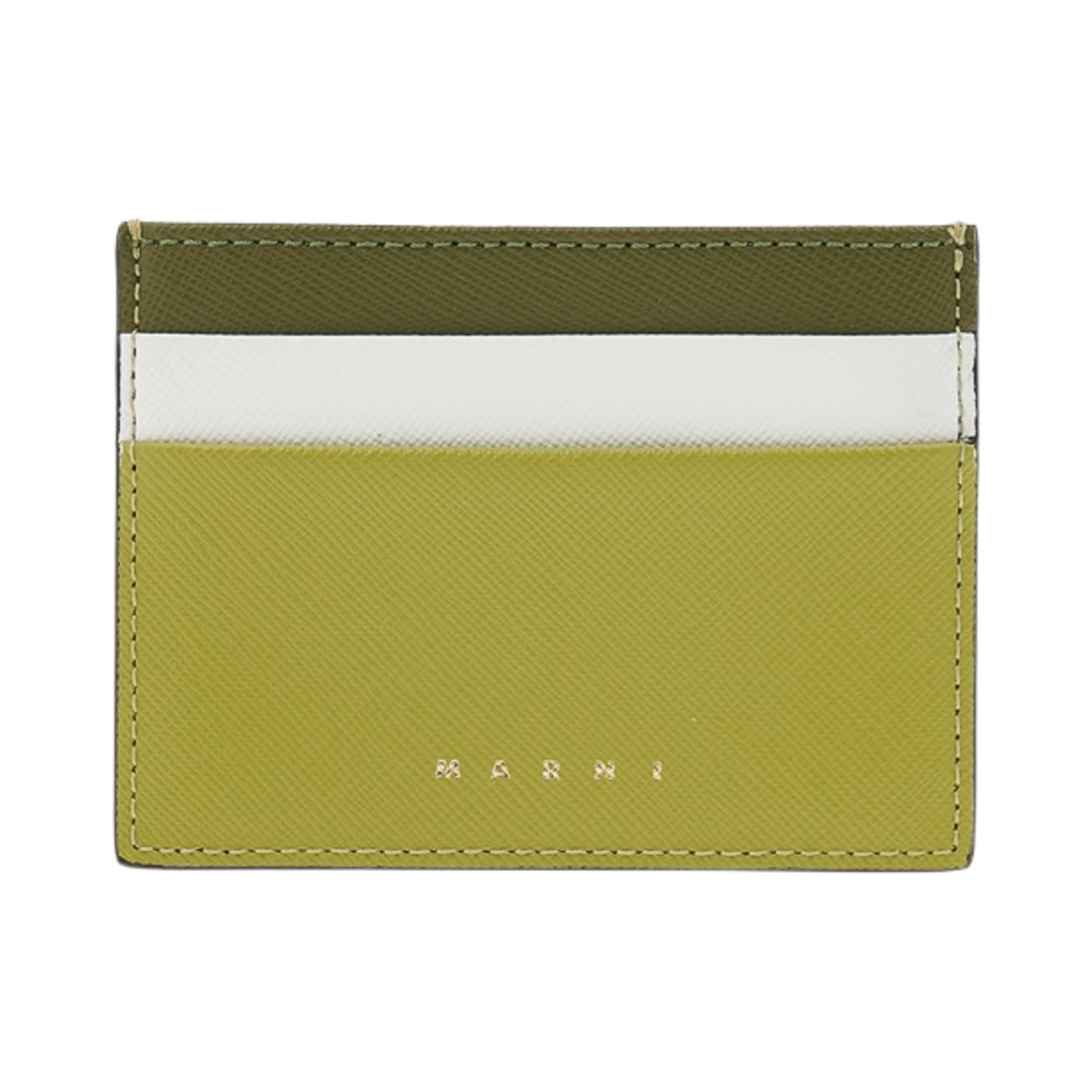마르니 사피아노 트라이컬러 카드 케이스 올리브 릴리 화이트 라임(Marni Saffiano Tri-Coloured Card Case Olive Liliy White Lime)