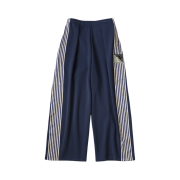 Kapital Stuntman & Woman Smooth Jersey Baggy Track Pants Banner Stripe Navy