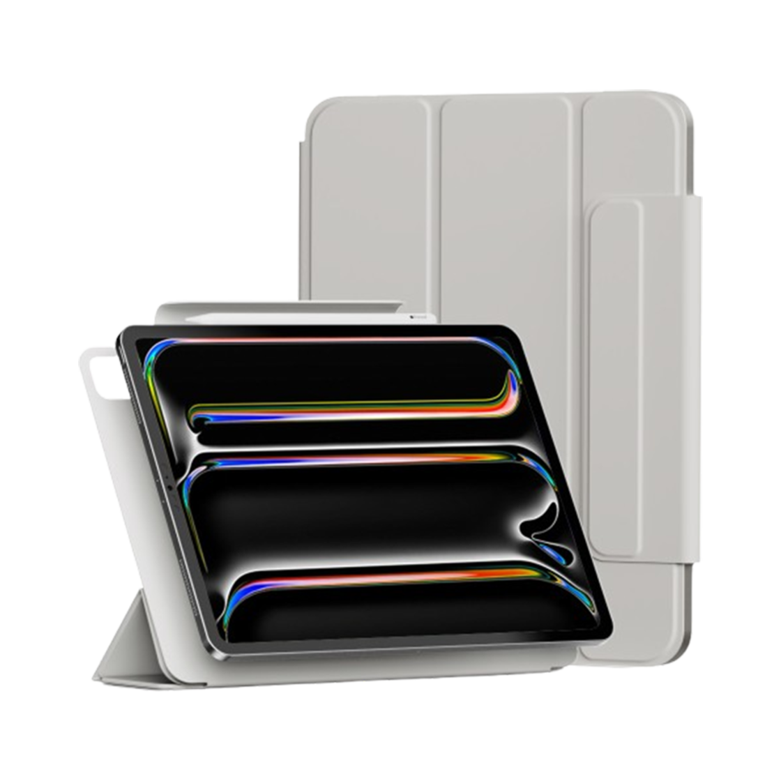 신지모루 마그네틱 탈부착 애플 펜슬 홀더수납 플랫커버 케이스 아이패드 미니 에어 프로 10/9/8/7/6/5세대 태블릿 파우치 웜그레이