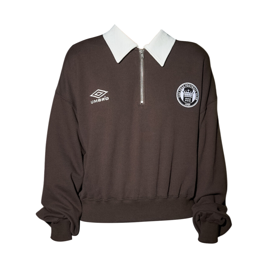 (W) 엄브로 x 프릭스 스토어 하프집 스웨트셔츠 브라운((W) Umbro x Freak's Store Halfzip Sweatshirt Brown)