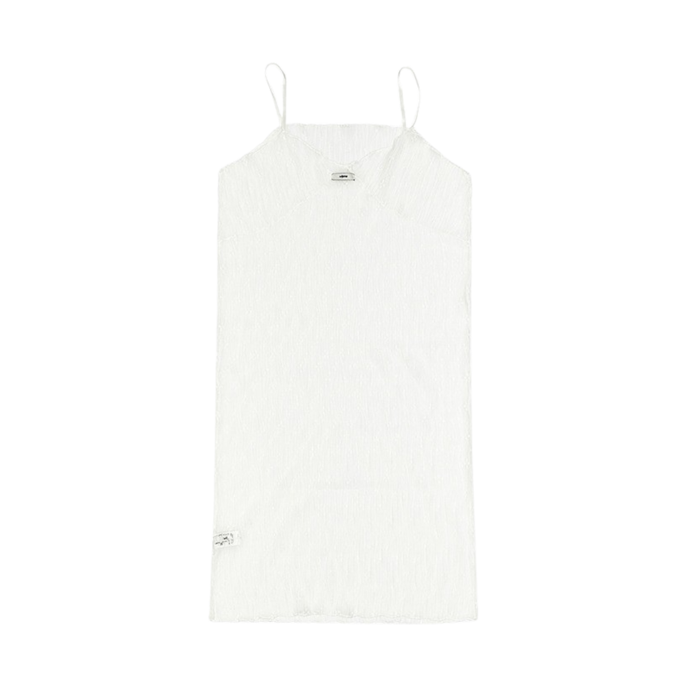 레터리 플라워 레이스 레이어드 드레스 화이트