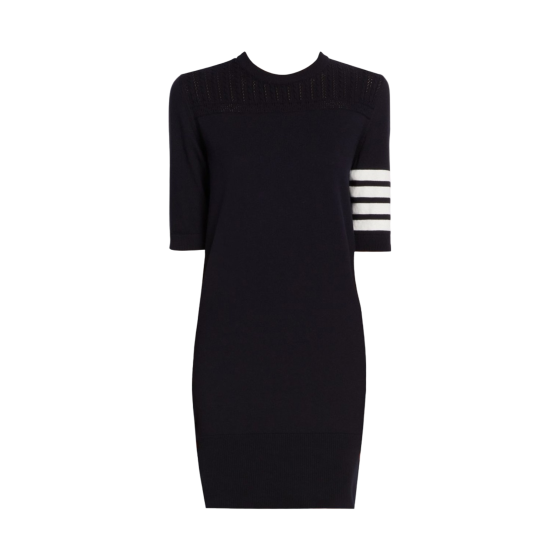 (W) 톰브라운 헥터 메달리온 사선 숏슬리브 미니 드레스 네이비((W) Thom Browne Hector Medallion 4-Bar Short Sleeve Mini Dress Navy) - 1