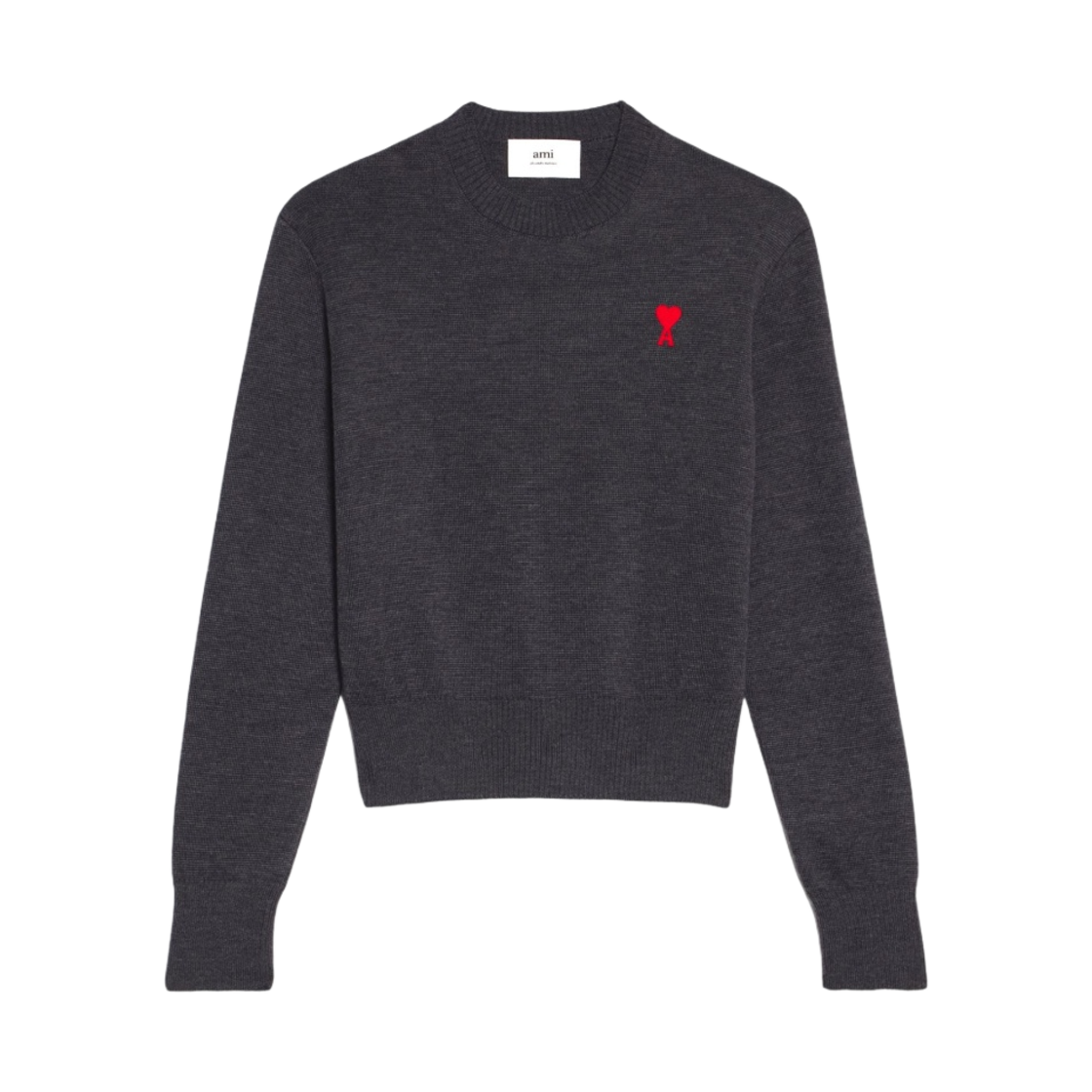 (W) 아미 스몰 하트 로고 스웨터 헤더 그레이((W) AMI de Coeur Sweater Heather Grey) - 1