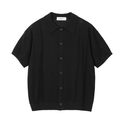 K24SSUK14BK Knitted Linen Skashi Knit Shirt Black