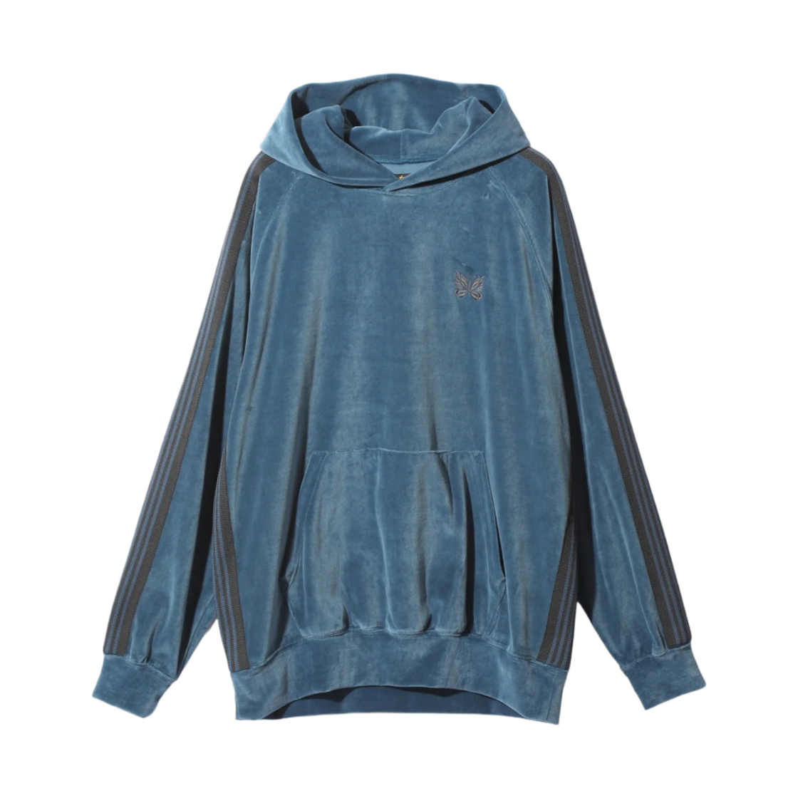 NS252B Needles Track Hoodie C/PE Velour Smoke Blue