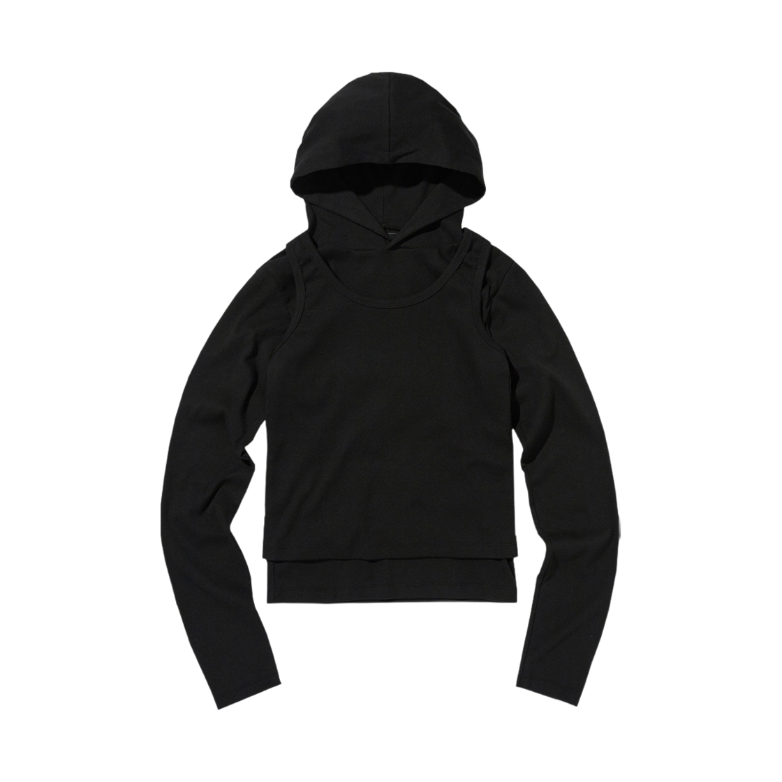 스웨이드 레이어드 후디 블랙(Suade Layered Hoodie Black)
