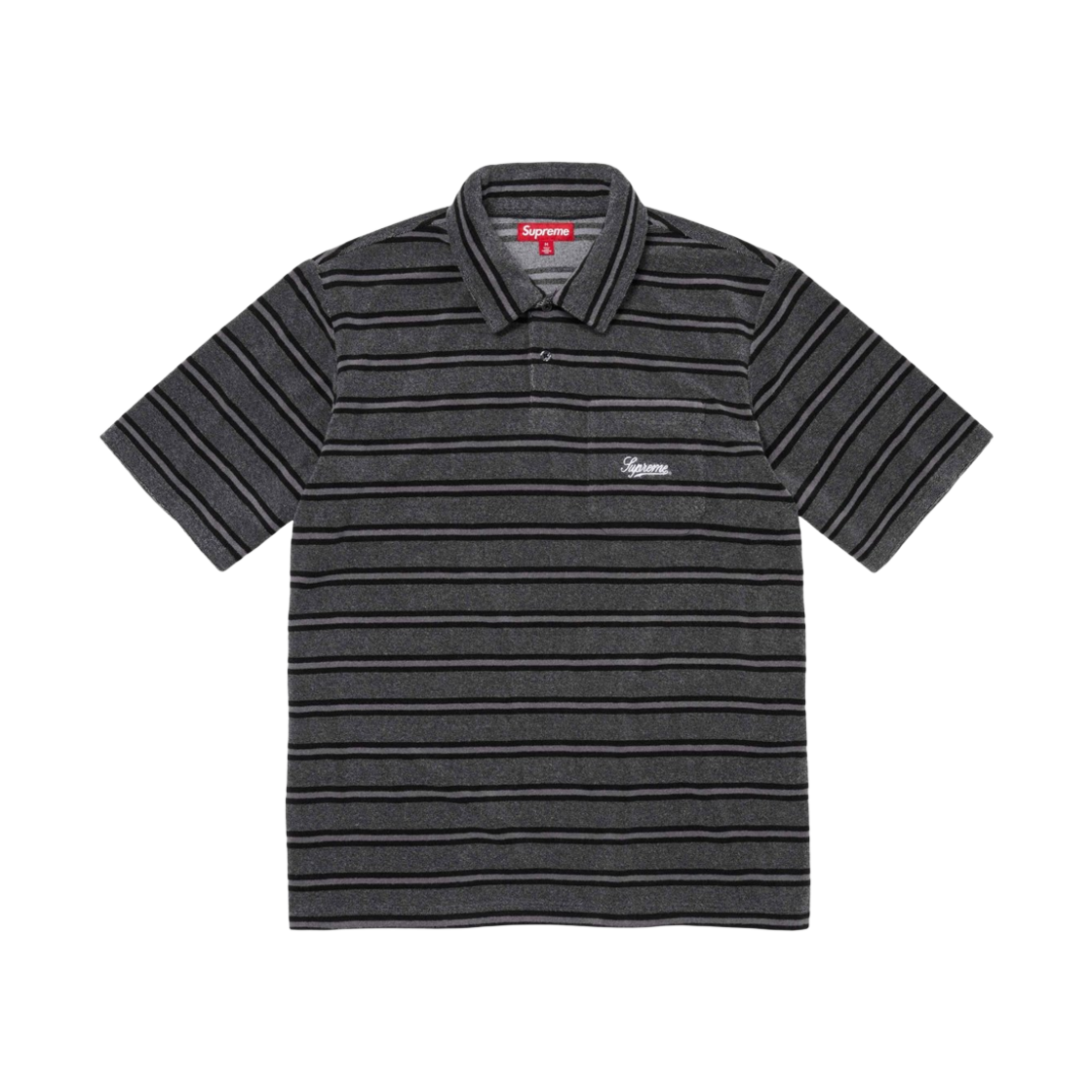 슈프림 스트라이프 테리 숏슬리브 폴로 블랙 - 24SS(Supreme Stripe Terry S/S Polo Black - 24SS)