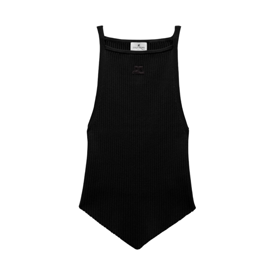 (W) 꾸레쥬 립 피크 탑 블랙((W) Courreges Rib Peak Top Black) - 1