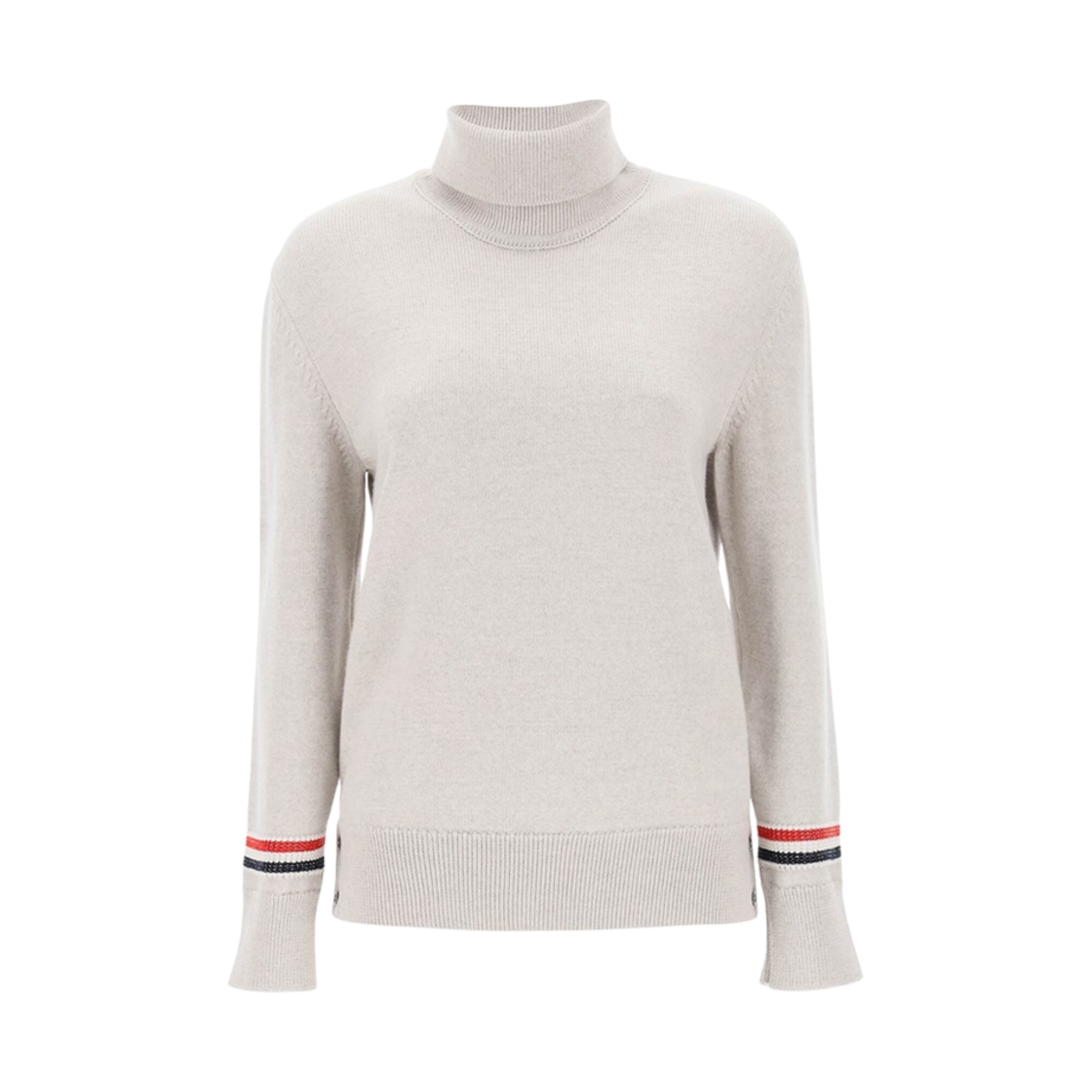 FKA425A-Y1002-265 (W) Thom Browne RWB Stripe Wool Turtleneck Beige