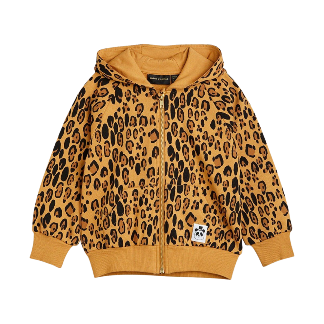 1000014113 (Kids) Mini Rodini Basic Leopard Zip Hoodie Beige