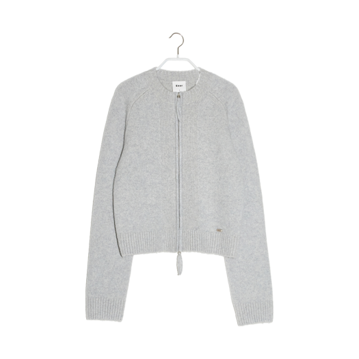 BDWTKN004L/GY En Or Women Merino Wool Knit Zip Up Light Grey