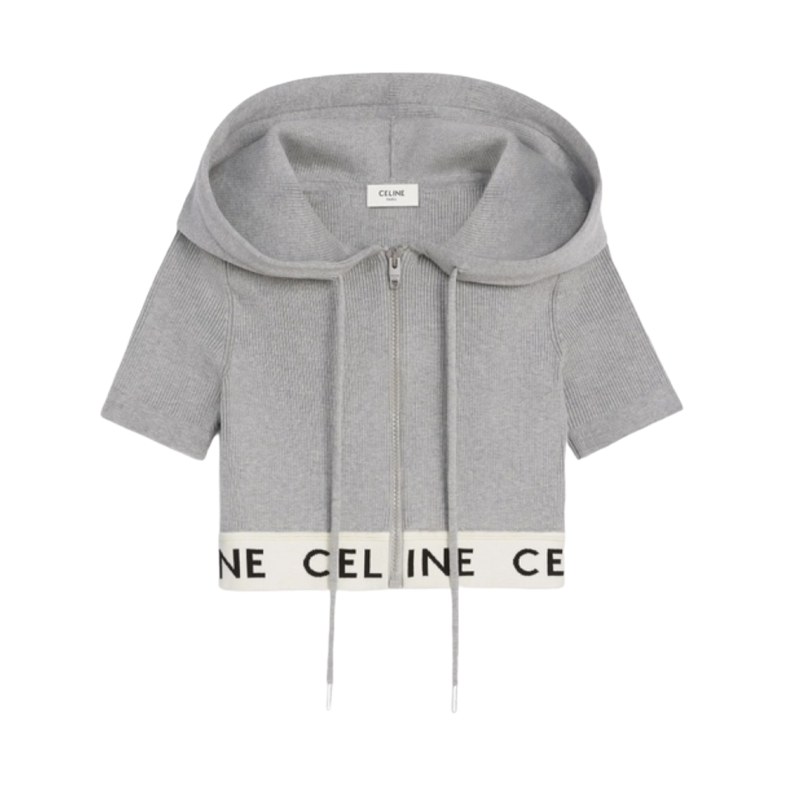 (W) 셀린느 애슬레틱 니트 집업 크롭 탑 그레이 오프 화이트((W) Celine Zip-Up Crop Top in Athletic Knit Grey Off White) - 1