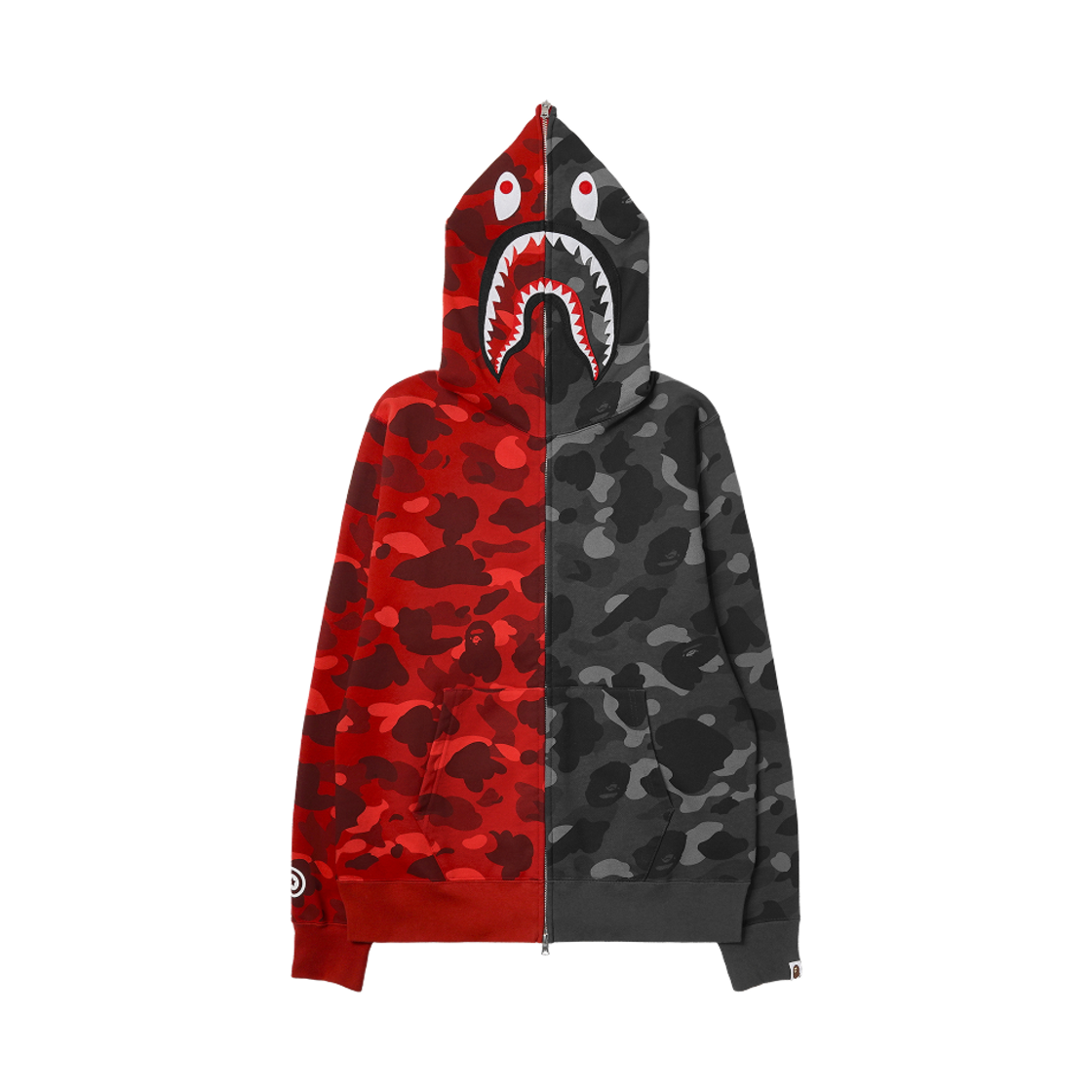- BAPE Color Camo Separate Shark Full Zip Hoodie Red Black