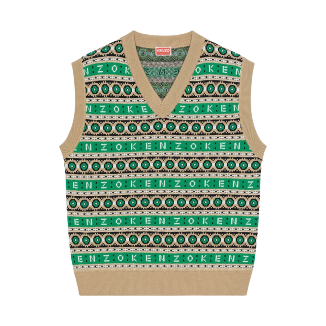 겐조 메리노 울 자카드 점퍼 그래스 그린(Kenzo Merino Wool Jacquard Jumper Grass Green) - 1