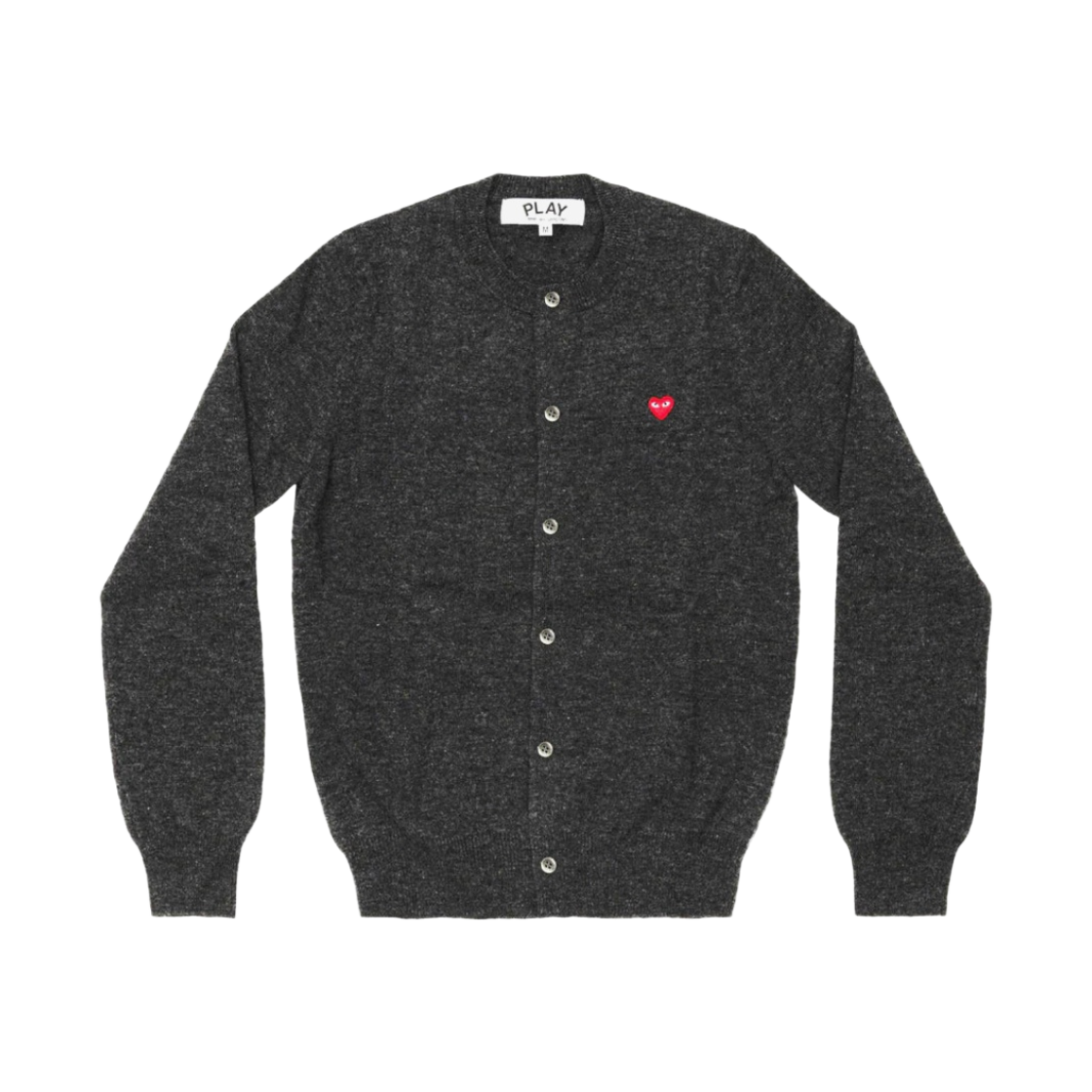 (W) 플레이 꼼데가르송 미니 레드 하트 니트 가디건 그레이((W) Play Comme des Garcons Mini Red Heart Knit Cardigan Grey) - 1