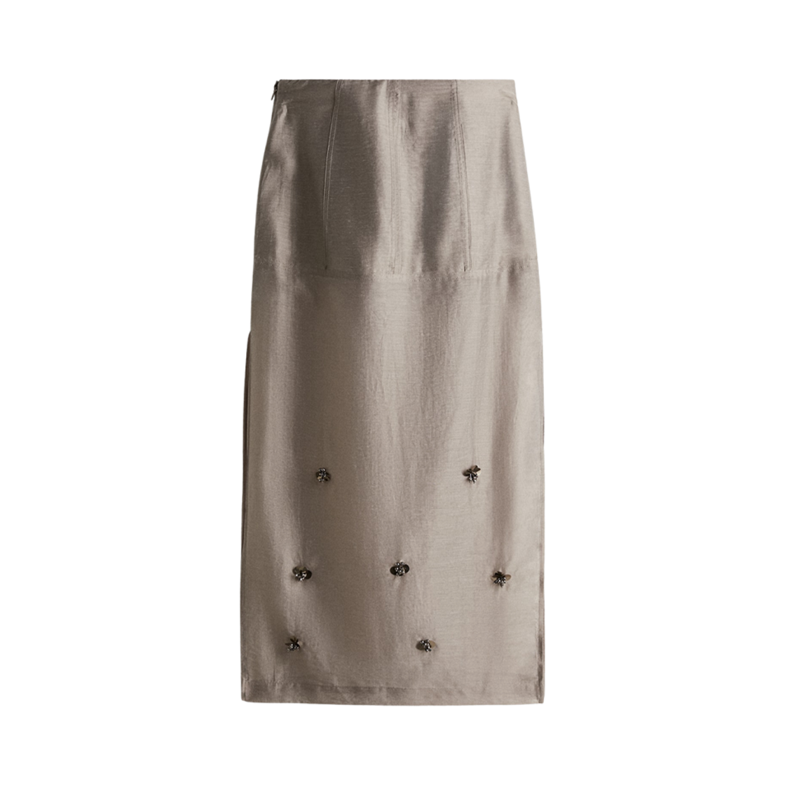 (W) 에이치앤엠 시어 엠벨리시드 스커트 그레이((W) H&M Sheer Embellished Skirt Grey)