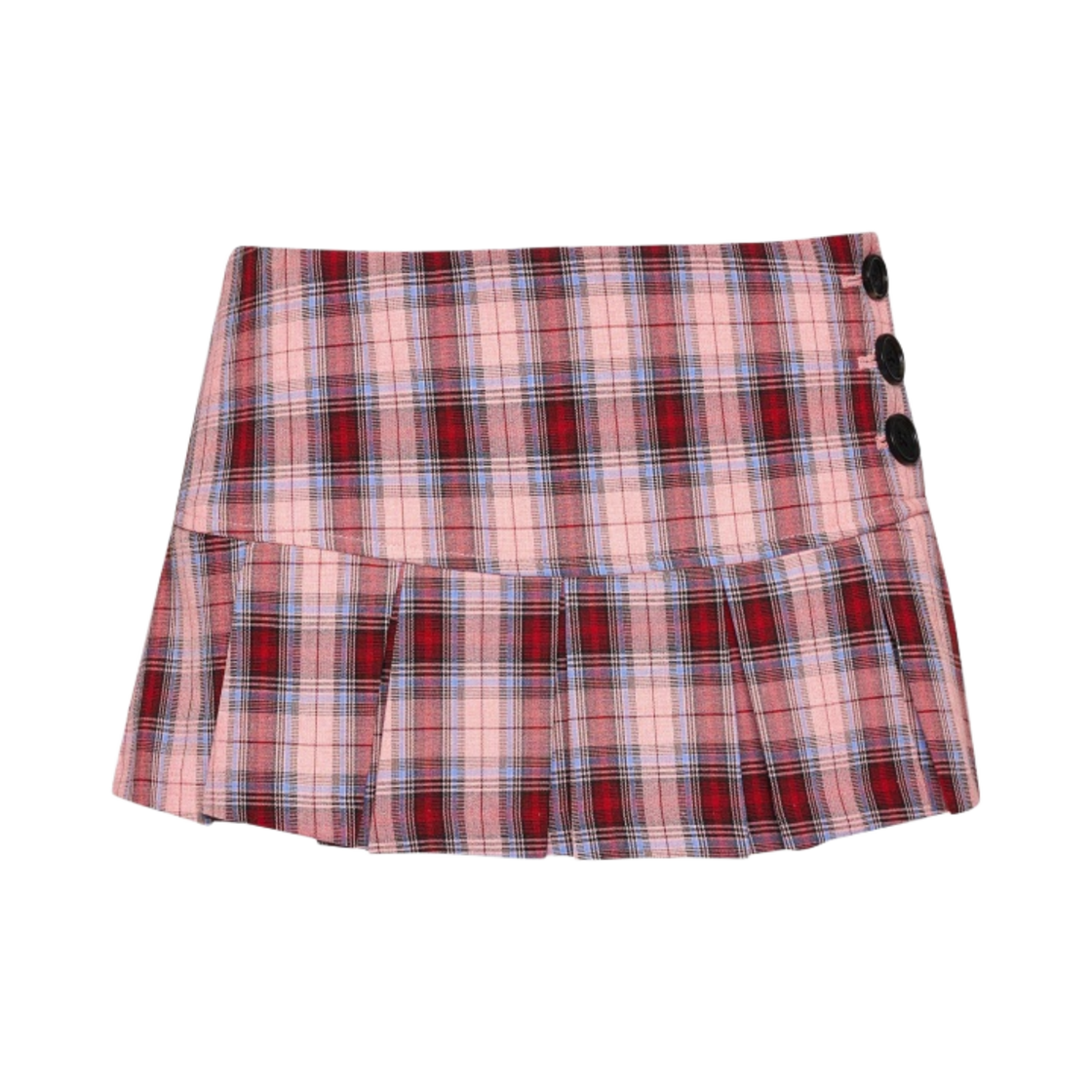 X23301W043PINKPLAID (W) Guizio Pleated Micro Mini Skirt Pink Plaid