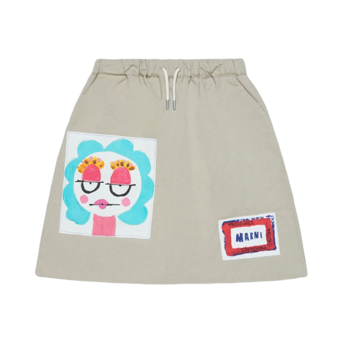 (키즈) 마르니 프린티트 페이스 개버딘 스커트 베이지((Kids) Marni Gabardine Skirt with Printed Face Beige)