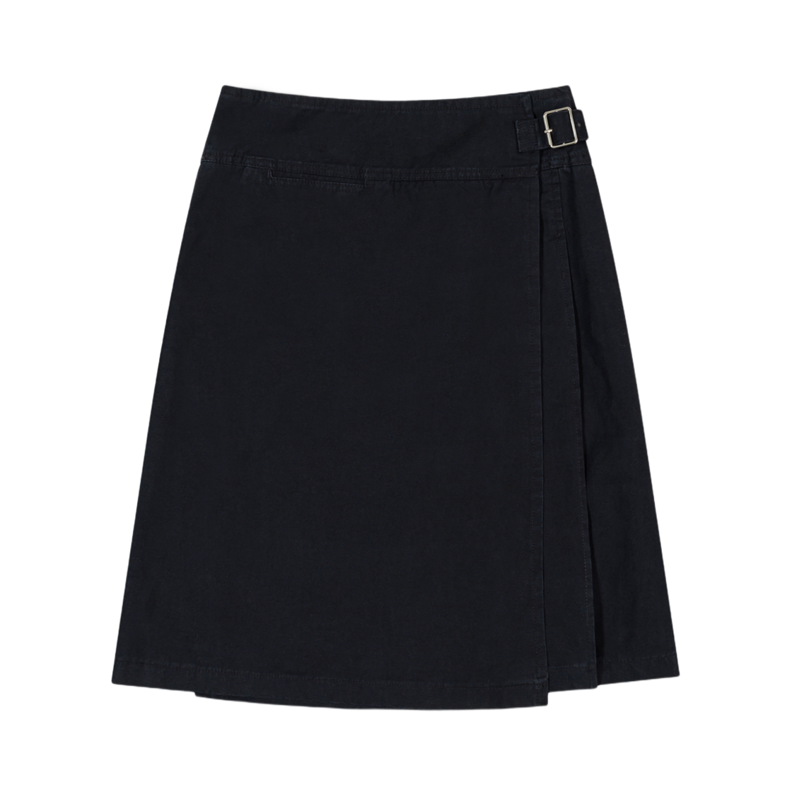 (W) 로우클래식 워시드 코튼 플리츠 랩 스커트 블랙((W) Low Classic Washed Cotton Pleats Wrap Skirt Black)
