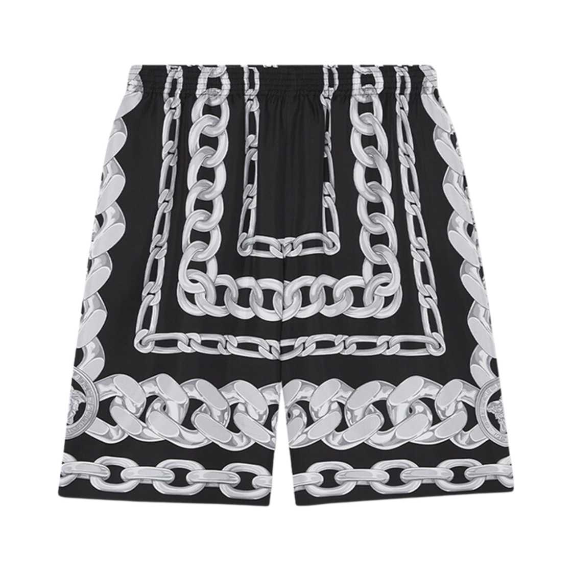 1002476-1A13397-5B950 Versace Medusa Chains Silk Shorts Print
