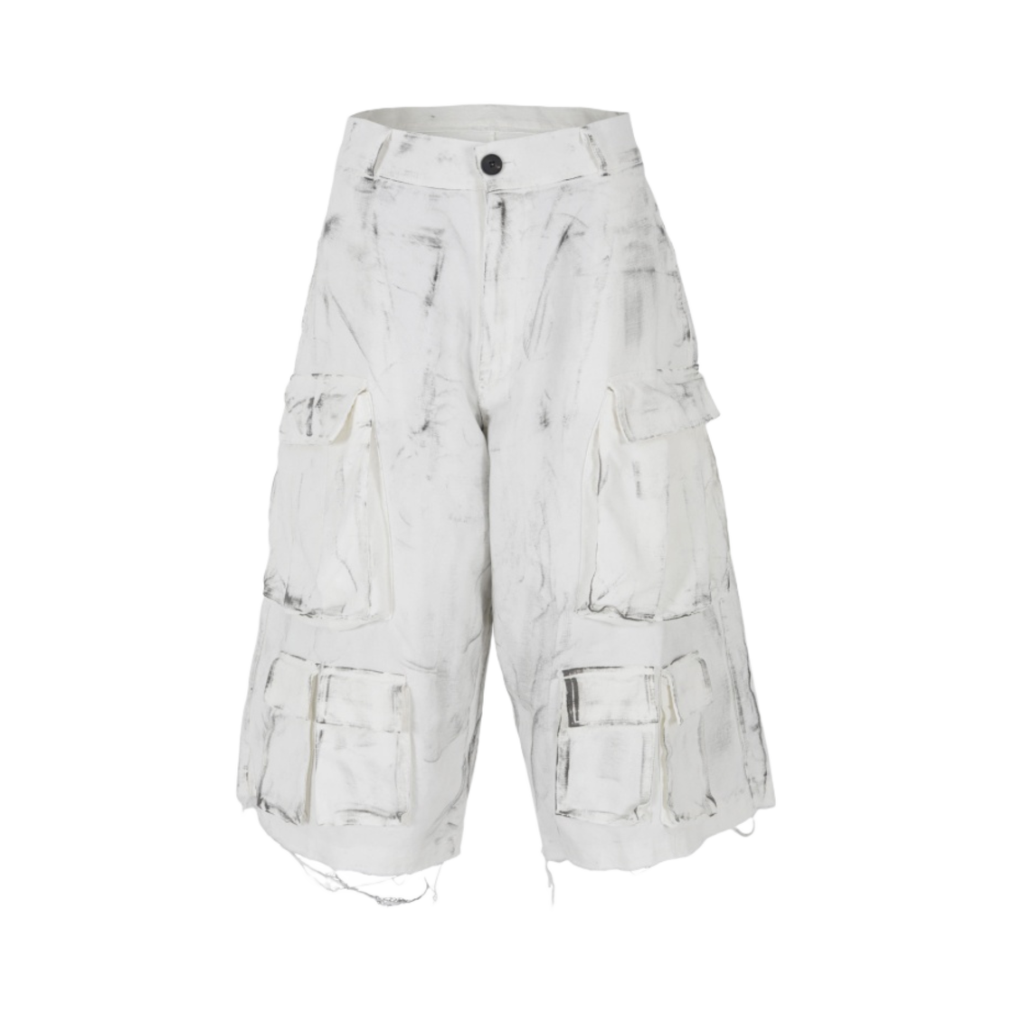 노쿨러스 디스트레스 카고 쇼츠 화이트(Nos Couleurs Distressed Cargo Shorts White)