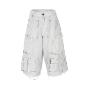 Nos Couleurs Distressed Cargo Shorts White