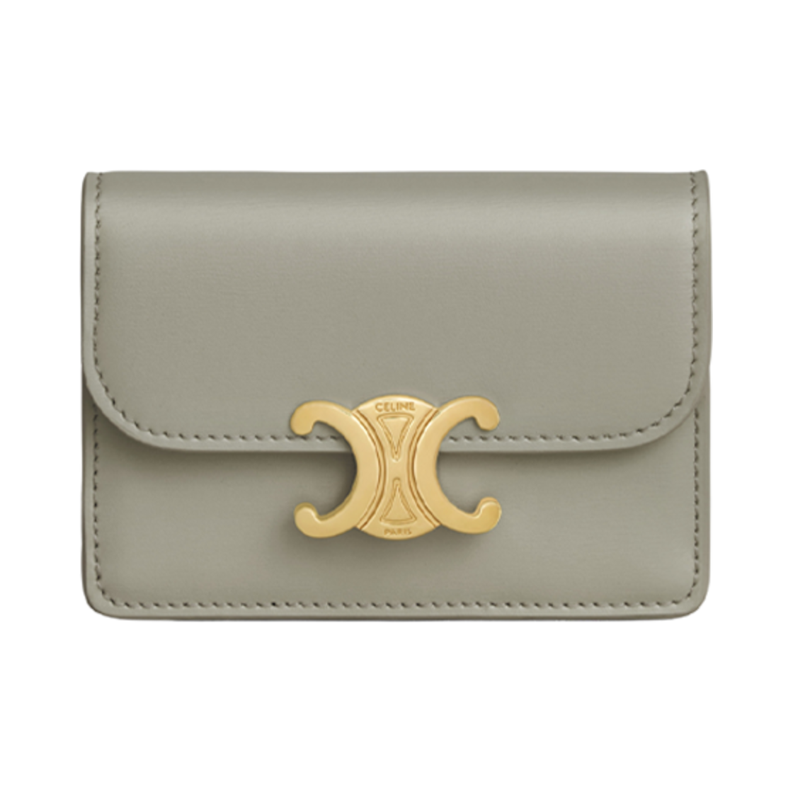 셀린느 카드 홀더 플랩 트리옹프 샤이니 카프스킨 그린 클레이(Celine Card Holder with Flap Triomphe in Shiny Calfskin Green Clay) - 1