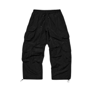 Suade Nylon Cargo Pants Black