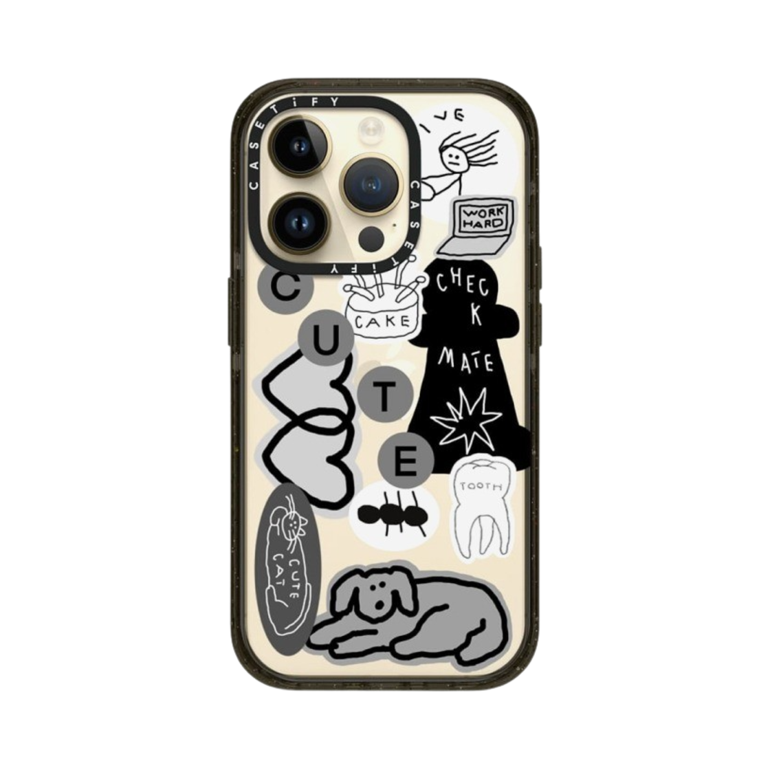 케이스티파이 아이폰 이나피 스티커 01 임팩트 케이스 클리어 블랙(Casetify iPhone Inap Sticker 01 Impact Case Clear Black) - 4