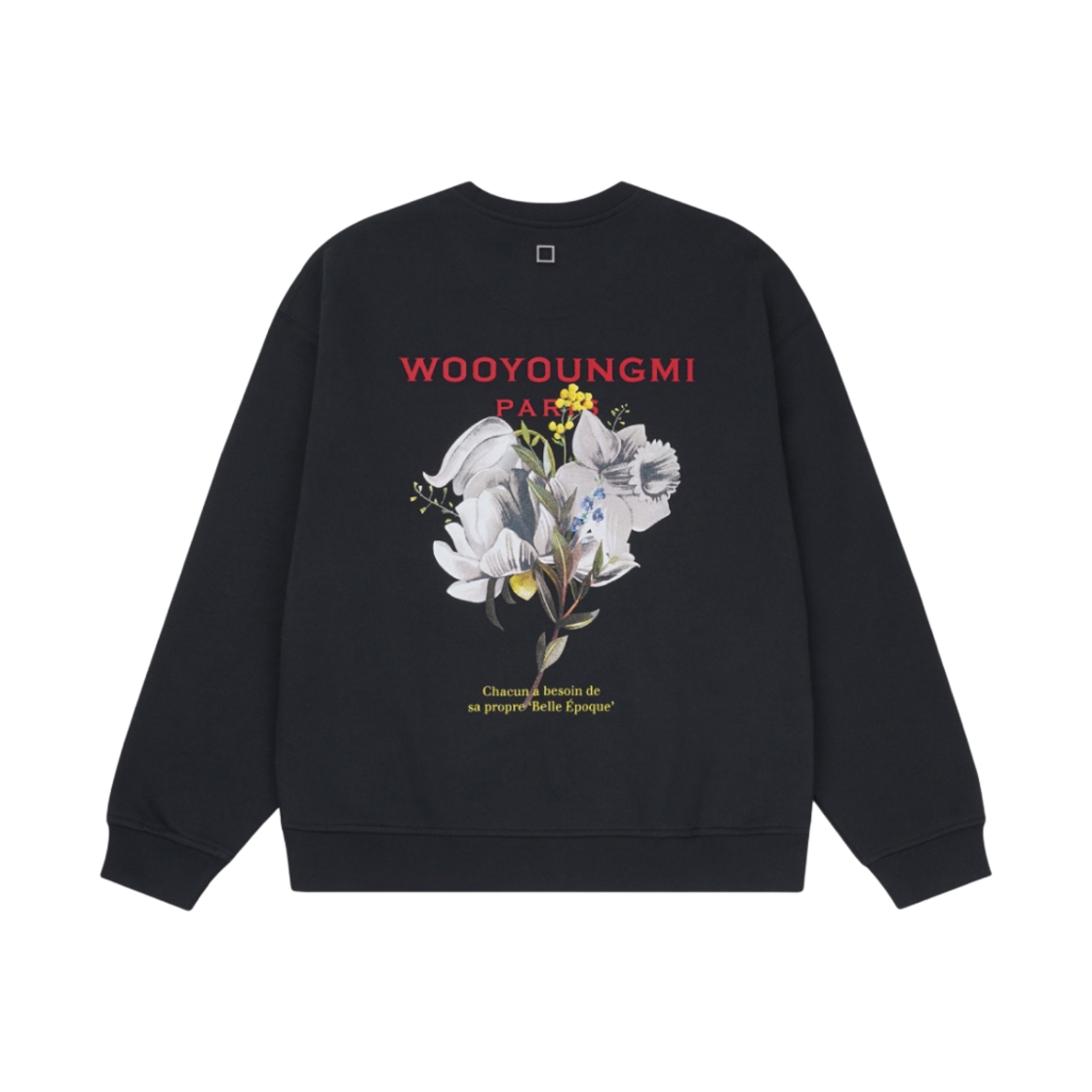 우영미 플라워 프린트 백로고 스웨트셔츠 네이비 - 22SS